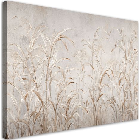 Quadro su tela, Delicate erbe selvatiche in una composizione minimalista. - 120x80 (1/2)