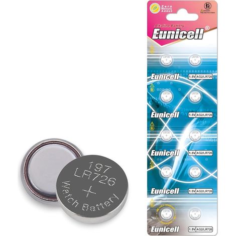 Lot de 10 piles bouton alcalines type AG2/G2/LR726/SR726W/396/397 (1/5)
