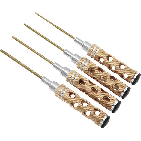 Jeu de clés Allen (1,5 mm, 2,0 mm, 2,5 mm, 3,0 mm) pour véhicules et bateaux radiocommandés (couleur or). (1/5)