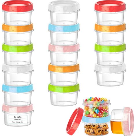 18Pcs Boîtes Alimentaires Plastiques, 120ml Boîte Plastique Alimentaire Avec Couvercle, Set De Conservation, Boîte De Conservation Alimentaire, Empilable (1/5)