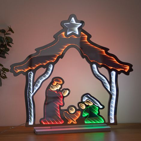 50cm Light up Christmas Nativity Scene Infinity Mirror with LEDs (1/5)