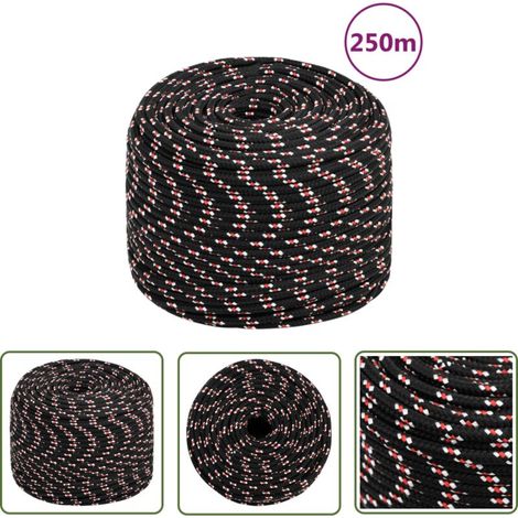 The Living Store Corde von Bateau schwarz 6mm 250 m Polypropylène - Corde von Bateau - Corde Marine - Polypropylène - Corde Tressée - Amarrage
