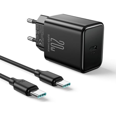 Cargador rápido NEXTBATT de 20 W PD + cable USB-C de 60 W, 1 m - Negro