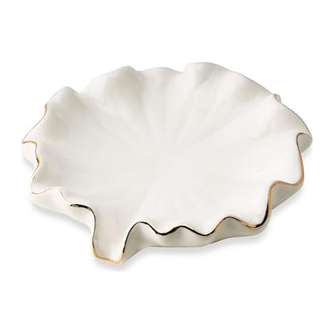 Porte Savon Ceramique, Porte Savon en Forme de Feuille de Lotus, Support Savon Solide pour Salle de Bain, Cuisine, Baignoire, Évier et Douche (1/4)