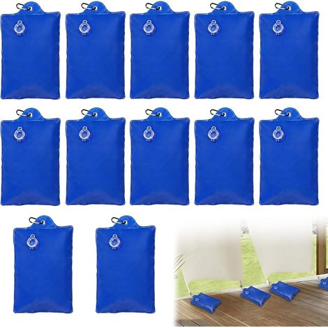 Sacs d'eau Lourds pour Couverture de Piscine, Sac Lestage Piscine Lot de 12 PVC Bleu Foncé, Poids Bâche Crochet Valve, Dalle Sol Tonnelle Abri Jardin Tapis Couverture Hivernale, Rectangle (1/5)