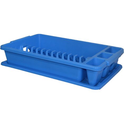 Tontarelli S2201026 Scolapiatti Piccolo con Vassoio Raccogligoccia Rimovibile 45x26x8.5 cm fino a 12 Piatti colore Blu (1/3)