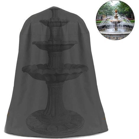 Irovami Funda para fuente 210D Oxford impermeable – 36"x42" o 48"x68", cordón ajustable, protección UV – Negro – Para jardín, invierno (1/5)