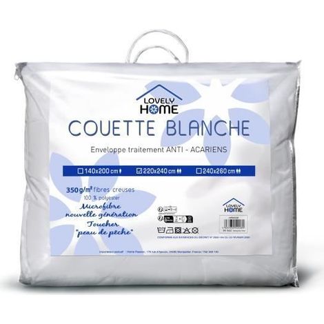 Couette temperiert 350gr/m² anti-Milben LOVELY HOME - 140 x 200 cm - Weiß (1/5)
