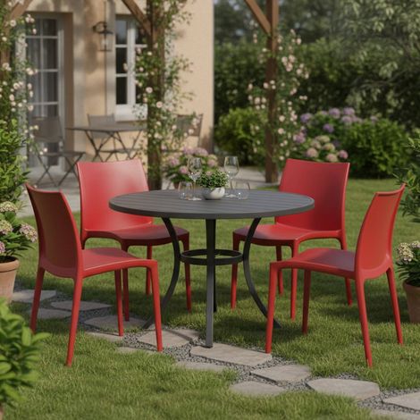 Outdoor Stuhl Grover, 4 Stühle, stapelbar Made in Italy, Belastbar bis 120 kg, Rot (1/4)