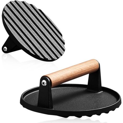 Prensa para hamburguesas y carne, Peso, Hierro fundido, Resistente al calor, Accesorios para barbacoa, Barbacoa, Smash Burger, Extra pesada (1/5)