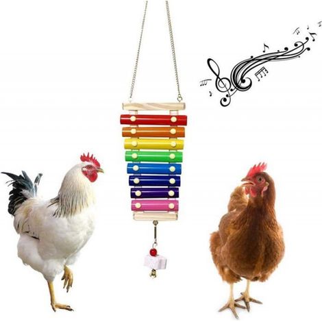 Jouet xylophone en bois - - 8 touches colorées - Pierre à aiguiser - Pour poussins et oiseaux (1/3)