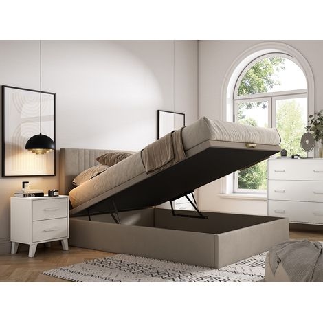 Sommier coffre 160 x 200 cm - Tissu beige - CENOVAS de YSMÉE (1/4)
