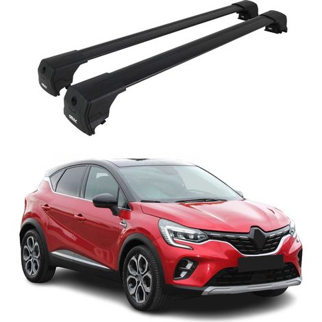 OMAC Aluminium Dachträger Querträger für Renault Captur II 2019-2026 – City Crash – ISO/PAS 11154:2006 – Abschließbar – Max. 75 kg – 2 Stangen Schwarz (1/5)