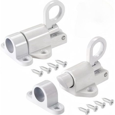 2 Pièces Verrou Porte à Rebond Loquet Porte en Alliage D'aluminium avec Vis Verrou à Ressort de Sécurité, Automatique Verrou Porte pour Portes en Bois Fenêtres Portes de Placard (Blanc)