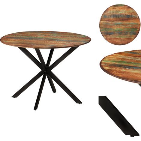 Esstische - Living Esstisch Ø110x78 cm Altholz Massiv und Stahl (1/5)