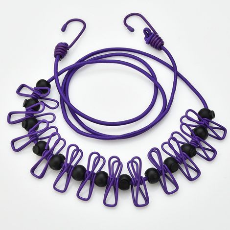 Tendedero extensible y portátil, ideal para secar la ropa en interiores o durante acampadas (morado, 1 unidad). (1/5)