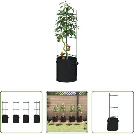 Pflanzenhalter - Tomatenkäfige mit Pflanzsäcken 4 Stk. 116 cm Stahl und PP (1/5)
