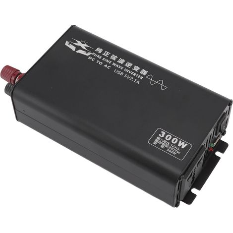 Convertisseur de puissance portable 300 W 12 V vers 220 V à onde sinusoïdale pure pour voiture, maison et système solaire (prise américaine). (1/5)