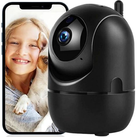 Cámara Vigilancia WiFi Interior de Seguridad con Detección de Movimiento y Visión Nocturna, Camara IP 1080P, Camara Vigilancia de Bebé con Audio Bidireccional Compatible iOS Android Color Negro (1/4)