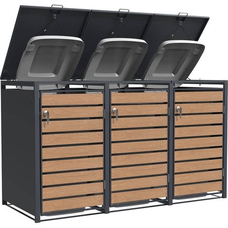 Abri cache poubelle triple - 3 x 240L - anthracite