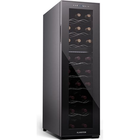 Klarstein – Cave à vin de vieillissement 24 bouteilles – Double zone de refroidissement 5-18°C – Porte vitrée panoramique – Dimensions 29,5x100,5x60 cm