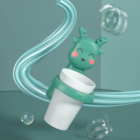 Lot porte-gobelet mural pour enfants, set mignon vert faon avec gobelet rince-bouche et porte-brosse à dents, accessoire salle de bain (1/5)
