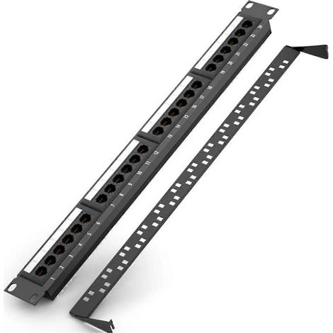 Panneau de brassage 24 ports CAT6 UTP RJ45, châssis de câble 19 pouces 1U, façade plaquée or, montage en rack 50U, arrière (1/5)