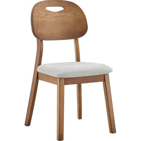 Lot de 2 chaises de salle à manger ovales avec dossier en bois foncé, assise rembourrée en tissu, design avec poignée, gris pour cuisine et salon – CHICFURN (1/5)