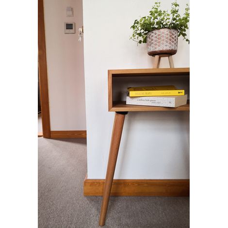 Decorotika Troie Handmade Natural Solid Wood Scandinavian Style Nightstand Bedside Table Side Table Bedside Stand Wooden Night Stand Minimalist (1/5)