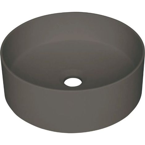 Lavabo tondo in granito con piano d'appoggio Ø36 cm antracite metallizzato - Delia