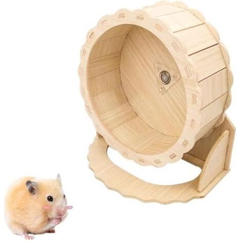 Roue de Hamster Roue d'exercice Silencieuse en Bois,Roue Hamster Roue de Course pour Hamster,Roue d'exercice pour Hamster Roue Bois Hamster Roue d'exercice pour Hamster,21cm (1/5)