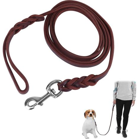 Chien Laisse Corde Tressée Durable Pet Forte Formation Trafic Laisse De Marche Laisse Imperméable Pour Grands Chiens Marron 1pc (1/5)