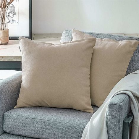 Kissenbezug 65x65 2er Set Dekorative Quadratische Kissenbezüge Karamell für Große Kissen Sofa Bett Dekoration Schlafzimmer Wohnzimmer Skandinavisches Zuhause Einfarbig Chenille Weich mit Elair Verschl