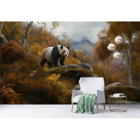 Papier peint paysage panda foret dautomne - 150 x 250 cm (1/2)
