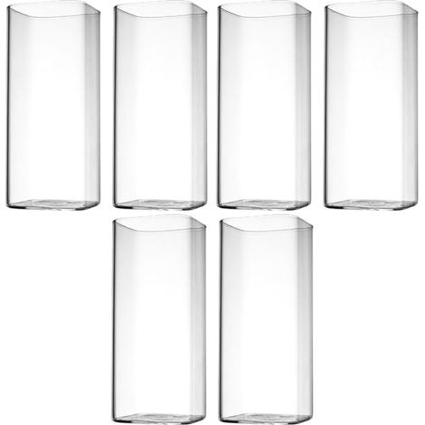 Square Clear Glass Glasses 400ml - Drink Cups for Juice Water Cocktails - for Home, Office, Restaurants and Parties (1/5)
