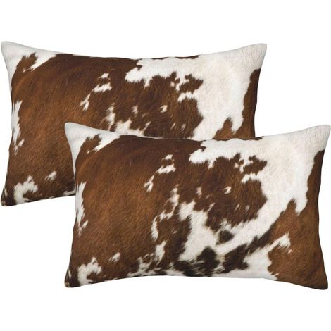 Kissenbezug aus Kunstfell mit Kuhmuster 30 x 50 cm (2er-Set) - Weicher Kurzflor-Polyester, doppelseitig, farbecht, Western-Stil, für Sofa oder Schlafzimmer.