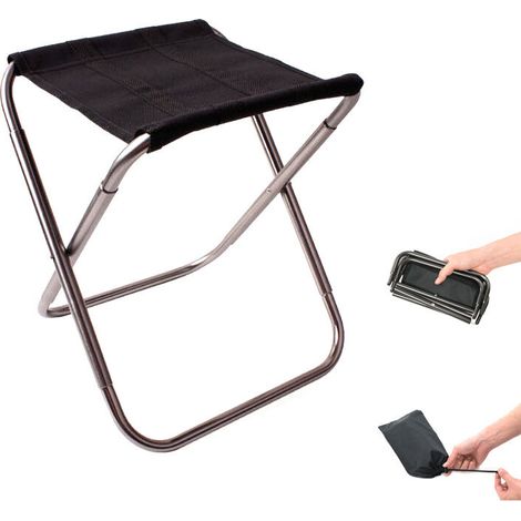 Mini Portable Folding Chair with Bag, Aluminum Ultralight Compact Folding Stool with Carry Bag for Garden, Beach, Fishing, Hiking, Camping, Picnic (1/4)