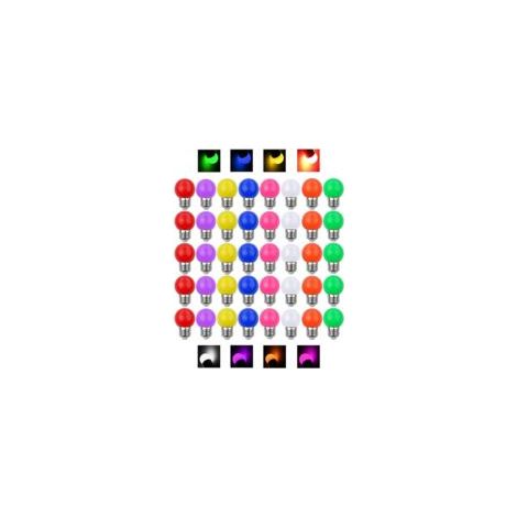 Ampoule LED Couleur E27 3W équivalente 30W 240LM E27 Grosse culot à vis Ampoule Guirlande Couleur LED Ampoules Multicolore pour Maison Bar Fête Décoration d'ambiance - Lot de 40 [Classe énergétique F]