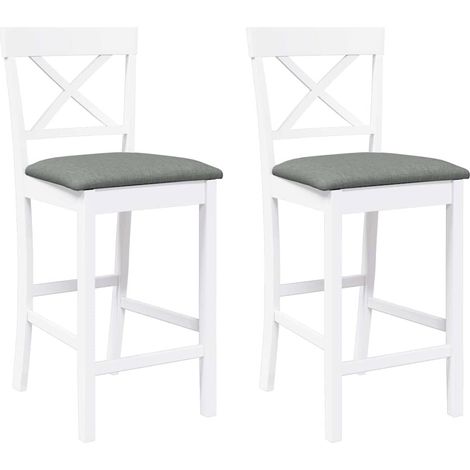 Maison Exclusive - Sgabelli da Bar con Cuscini 2 pz Bianco Legno Massello di Hevea