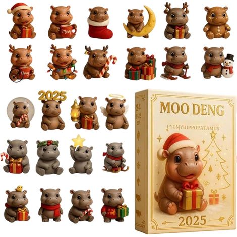 Calendrier de l'Avent Pendentif hippopotame 2D en acrylique 24 jours de l'Avent de Noël – Pour enfants filles et ainsi pour les fans du Nouvel An et comme collection de Noël (1/5)