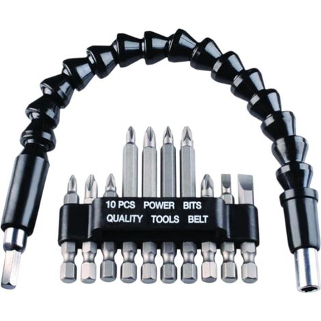 Set bit per avvitare con alberino flessibile 30 cm 11 pz