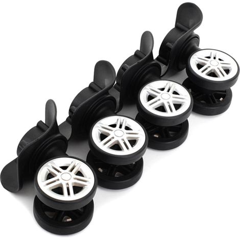 Sollbry Lot de 4 roulettes de rechange universelles pour valises, roulettes pivotantes noires pour boîte de voyage, accessoire de valise (12 × 5,5 cm)