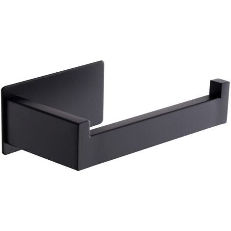 Porte-papier toilette mural, sans perçage, pour salle de bain et cuisine, noir (1/4)