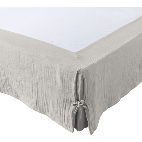 Cache-sommier Gaze de coton 160 x 200 cm GAIA coloris Gris Nuage