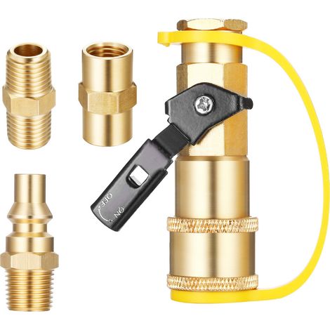 Connecteur rapide de robinet à tournant sphérique de 1/4 pouces, connecteur de conversion en cuivre nord-américain, accessoire de connecteur rapide RV, accessoire de tuyau de gaz propane 4 pièces