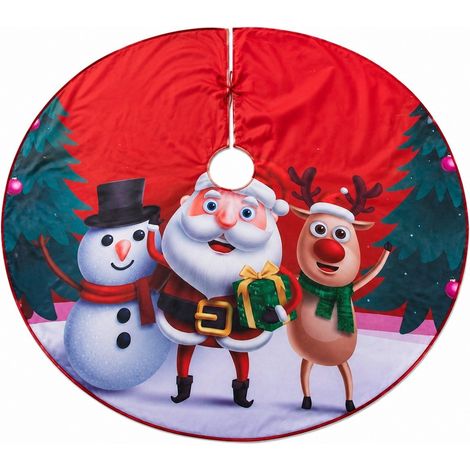 Tapis rond pour sapin de Noël, tapis festif pour les cadeaux, protection de sol (1/5)