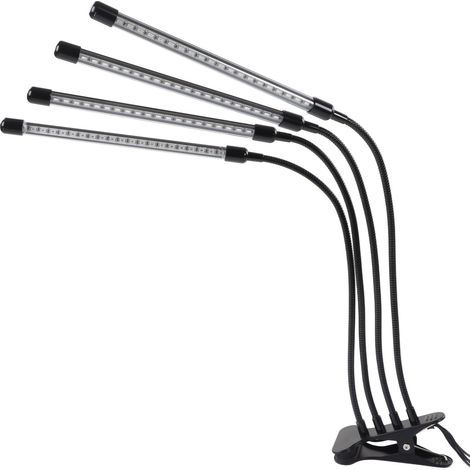 Lampe horticole à minuterie et à intensité variable, lampe horticole à quatre têtes, lampe de table pour plantes, lampe de croissance à pince, norme européenne 100-240 V (1/5)