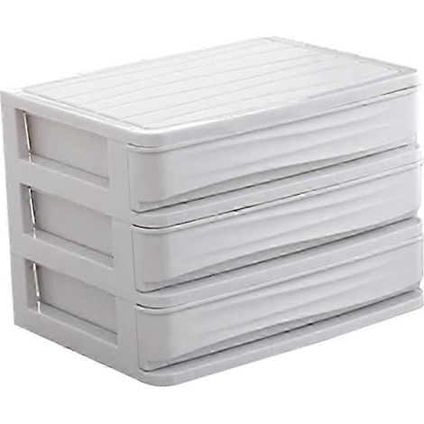 Organisateur de maquillage en plastique, tiroirs de rangement pour cosmétiques, présentoir à bijoux, boîte de rangement à poser sur le comptoir de la salle de bain, 5 tailles disponibles-3 Tier White (1/5)