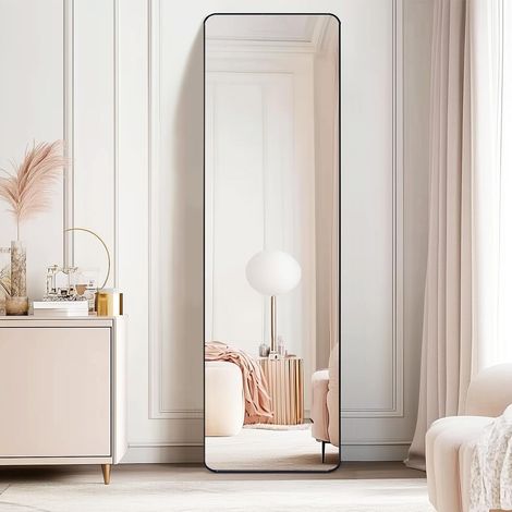 Full Length Mirrors 150x40cm Free Standing Aluminium Alloy Tempered Glass Floor Mirror Wall Full Body Large Hanging Mirror For Hallway, Living Room, Bedroom (1/5)
