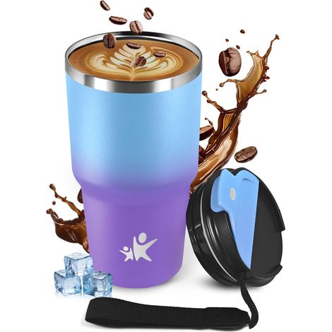 Tasse Isotherme 600ml, Tasse Isolante en Acier Inoxydable, Étanche et Réutilisable, Mug avec Couvercle, sans BPA, Idéale pour Enfant, Adulte, Randonnée, Cyclisme, les Filles (1/5)